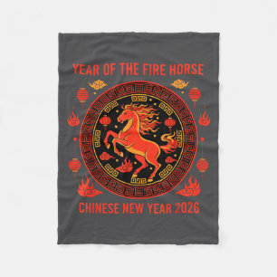 Couverture Polaire Nouvel An chinois 2026 Année du Cheval de Feu 