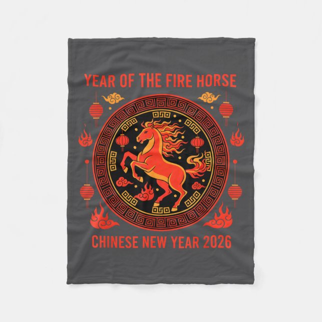 Couverture Polaire Nouvel An chinois 2026 Année du Cheval de Feu  (Devant)