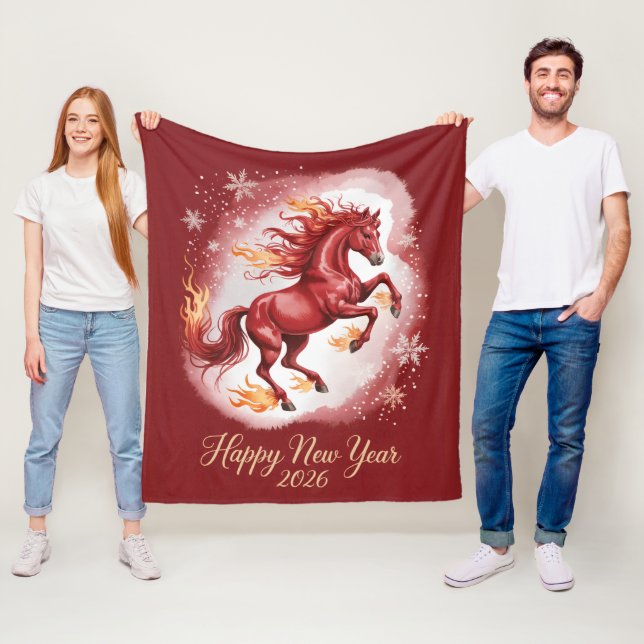 Couverture Polaire Nouvel An chinois du Cheval 2026 (En situation)