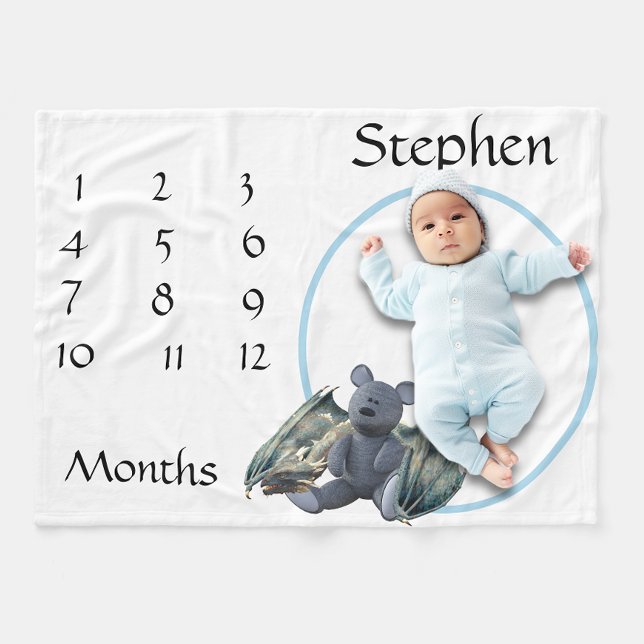 Couverture Polaire Nouvel bébé Jalon Bleu Dragon Teddy Ours (Créateur téléchargé)