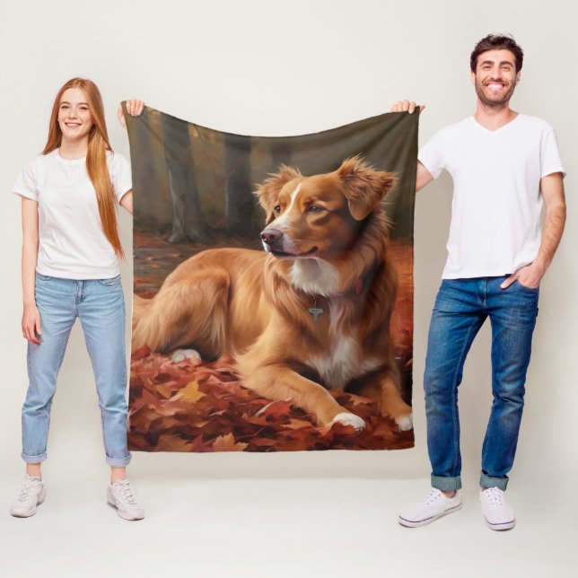 Couverture Polaire Nouvelle-Écosse Canard Terrier À L'Automne Feuille (En situation)