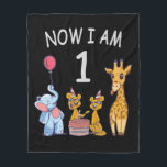 Couverture Polaire Now I le 1er jour du Birthday<br><div class="desc">Joyeux anniversaire. Funny and lovely Kids Birthday design with a cute Elephant,  two ferrets and a girafe celebrating your birthday at the zoo.</div>