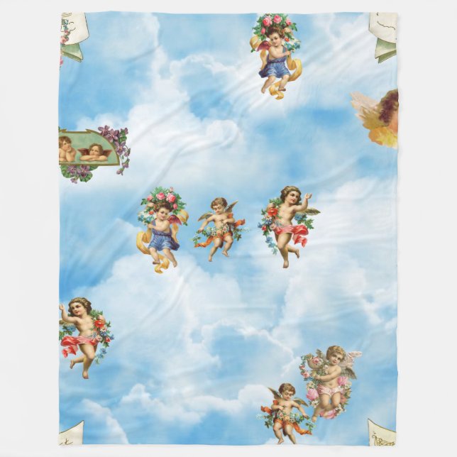 Couverture Polaire nuages ange cherubs (Devant)
