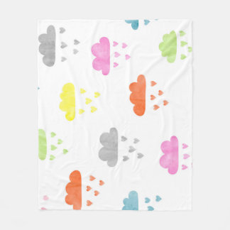 Couverture Polaire Nuages de rêve : pluie cardiaque aquarelle