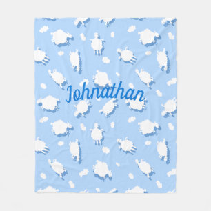 Couverture Polaire Nuages et agneaux (bleus) pelucheux faits sur