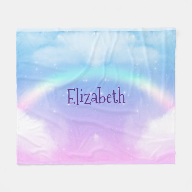 Couverture Polaire Nuages pastel magiques et arc-en-ciel (Devant (Horizontal))
