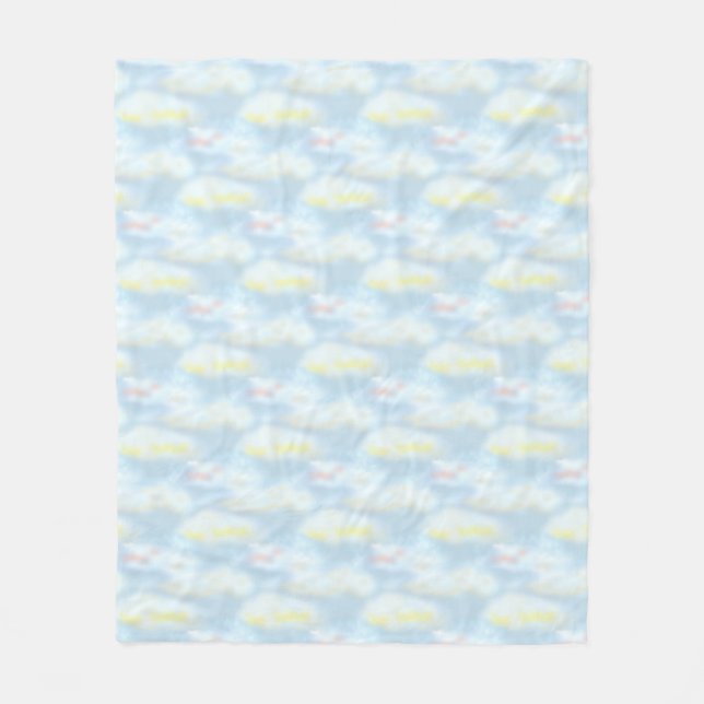 Couverture Polaire Nuages pastel mignons sur fond bleu clair (Devant)