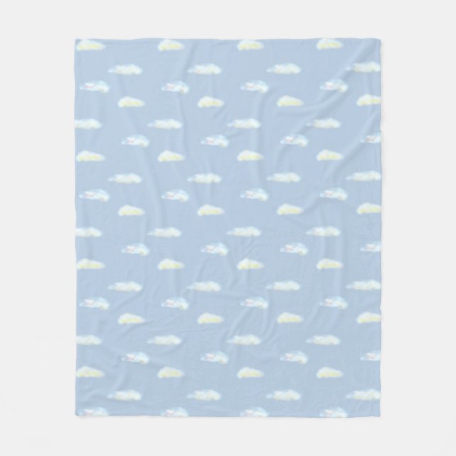 Couverture Polaire Nuages pastel sur fond bleu clair (Devant)