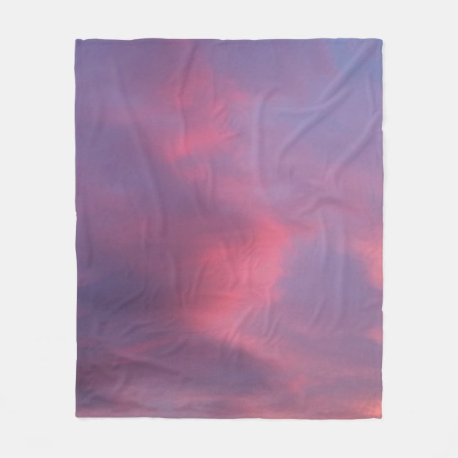 Couverture Polaire Nuages roses bleus (Devant)