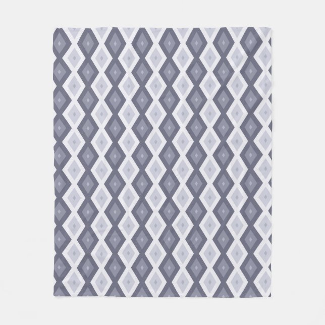 Couverture Polaire Nuances de bleu gris motif diamant (Devant)