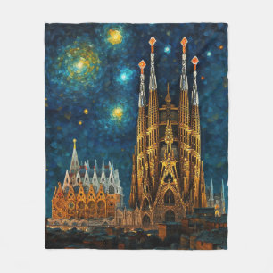 Couverture Polaire Nuit Catalan Starry   Gaudí rencontre Van Gogh