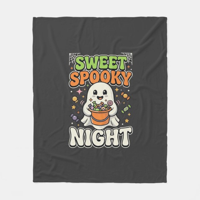 Couverture Polaire Nuit de chasse aux bonbons d'Halloween (Devant)