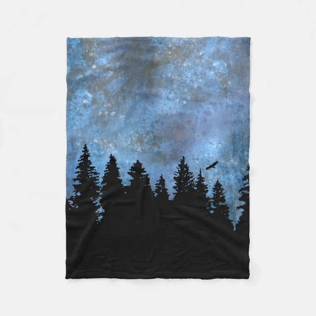 Couverture Polaire Nuit de la forêt de pins (Devant)