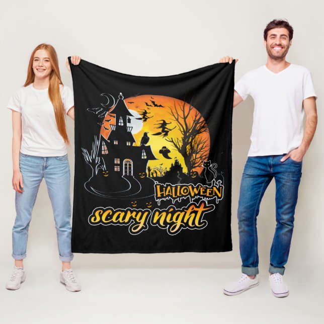 Couverture Polaire Nuit d'Halloween effrayant (En situation)
