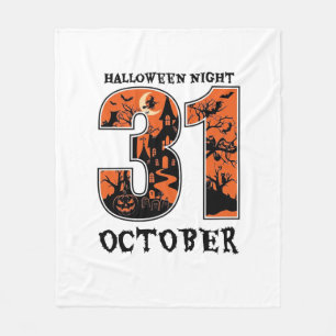 Couverture Polaire Nuit d'Halloween Maison Hantée d'Octobre Sorcière 
