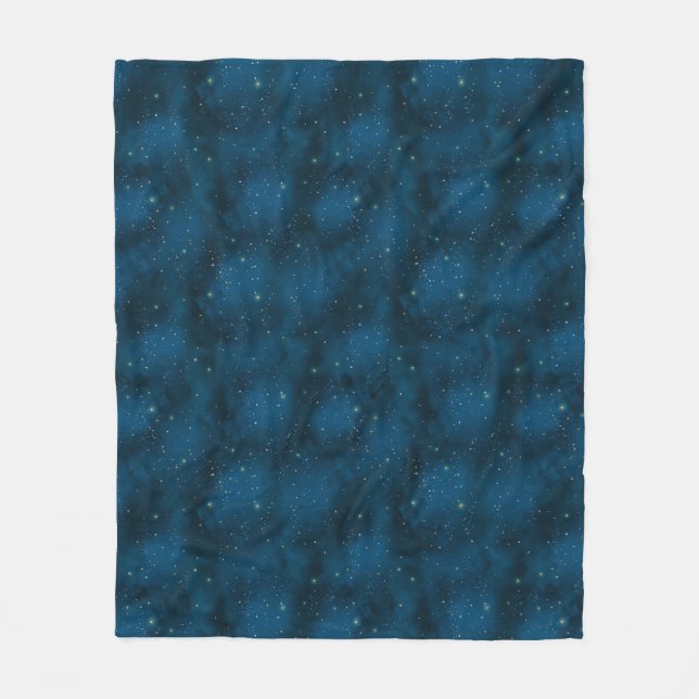 Couverture Polaire Nuit étoilée bleue et blanche céleste (Devant)