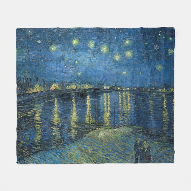 Couverture Polaire Nuit étoilée sur le Rhône (par van Gogh) (Devant (Horizontal))