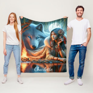 Couverture Polaire Nuit paisible par rivière : Amérindiens et loups