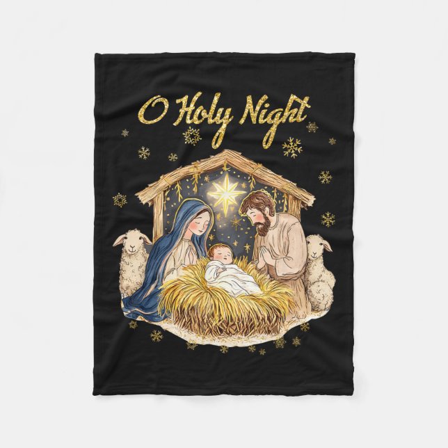 Couverture Polaire Nuit Sainte Religieuse Noël Nativité Scène F (Devant)