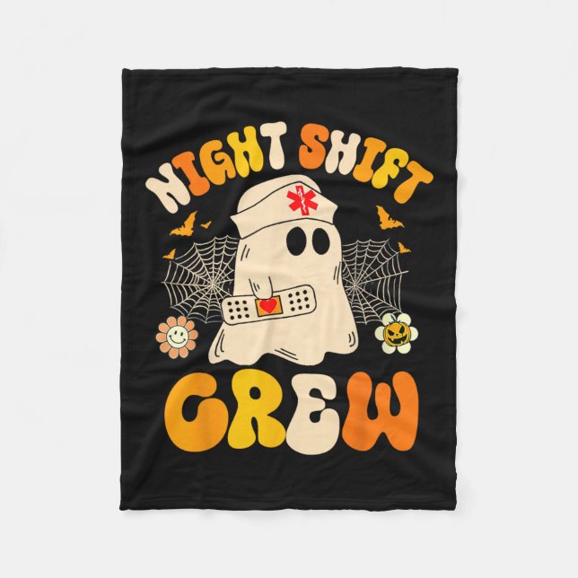 Couverture Polaire Nuit Shift Crew Ghost Halloween Nurse Funny (Devant)