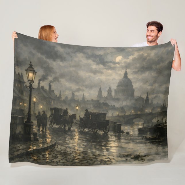Couverture Polaire Nuit victorienne à Londres par BurnsInHell (En situation)