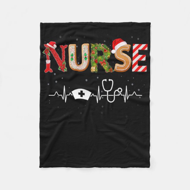 Couverture Polaire Nurse Hat Heartbeat Xmas Santa Claus Snow Christma (Devant)