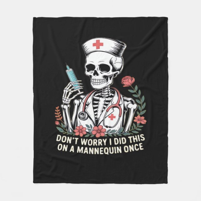 Couverture Polaire Nurse Skeleton Plaisanterie Humour Halloween Essen (Devant)