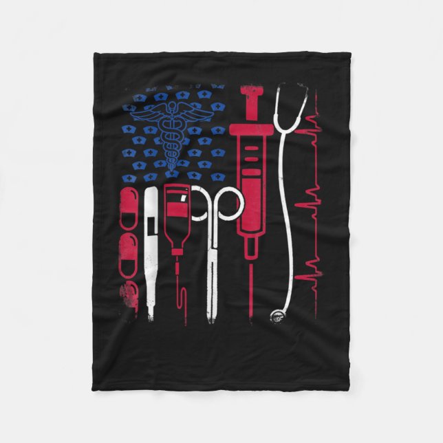 Couverture Polaire Nurse Tool American Flag Pride 4 juillet Fière N (Devant)