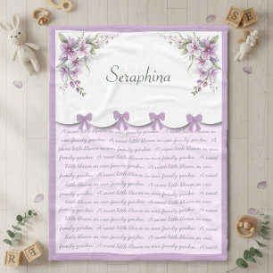 Couverture Polaire Nurserie élégante lavande pour bébé fille violet
