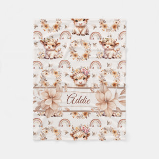 Couverture Polaire Nursery Bohème Rêveuse à la Vache des Highlands