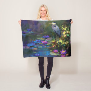 Couverture Polaire Nymphéa enchanté de l'étang Nature Aquarelle