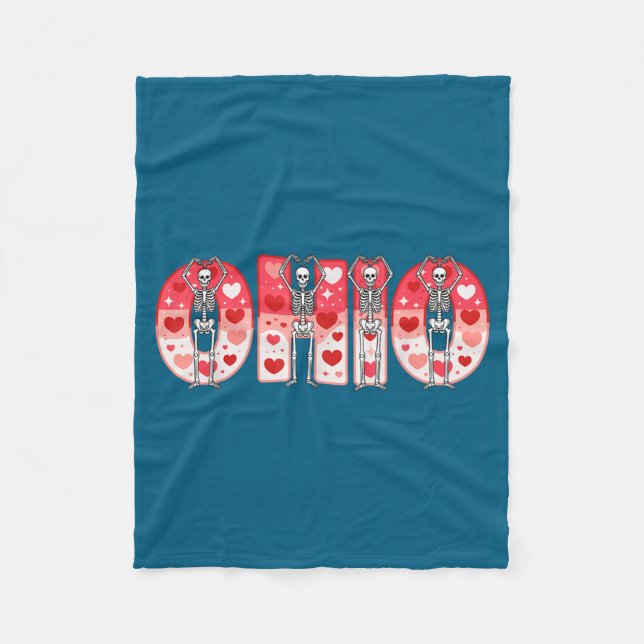 Couverture Polaire O-h-i-o Funny Skeletons Ohio In Midwestern Valenti (Devant)