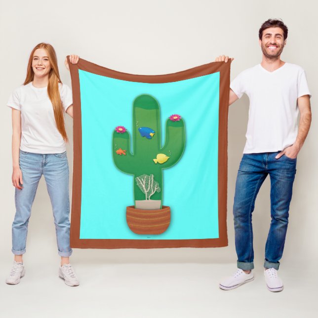 Couverture Polaire Oasis de Cactus (En situation)