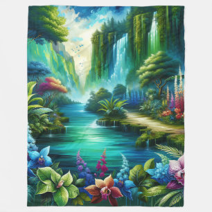 Couverture Polaire "Oasis de cascade enchantée"