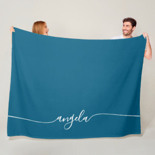 Couverture Polaire Ocean Bleu et Blanc Glam Signature Nom