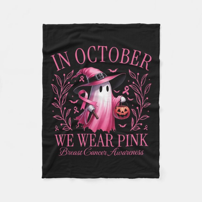 Couverture Polaire Octobre Nous Portons Pink Ghost Witch Cancer du Se (Devant)