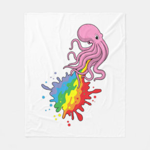 Couverture Polaire Octopus avec arc-en-ciel
