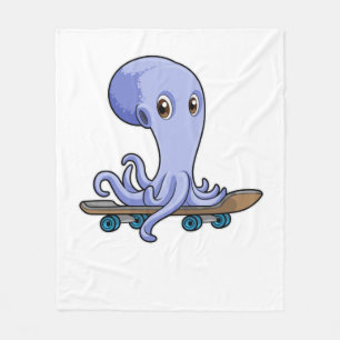 Couverture Polaire Octopus comme patineur avec skateboard