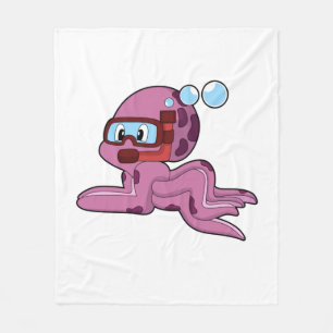 Couverture Polaire Octopus comme plongeur avec tuba