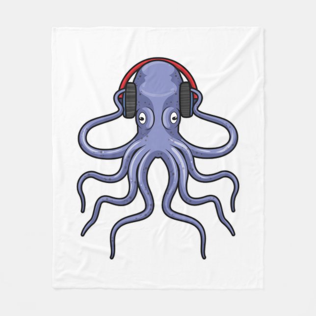 Couverture Polaire Octopus en musique avec casque (Devant)