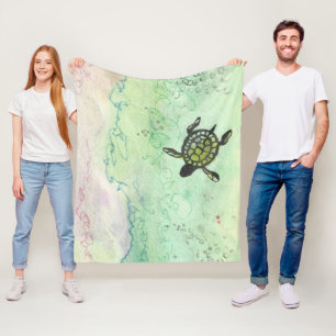 Couverture Polaire Odyssée Tortue Jetée Blanche