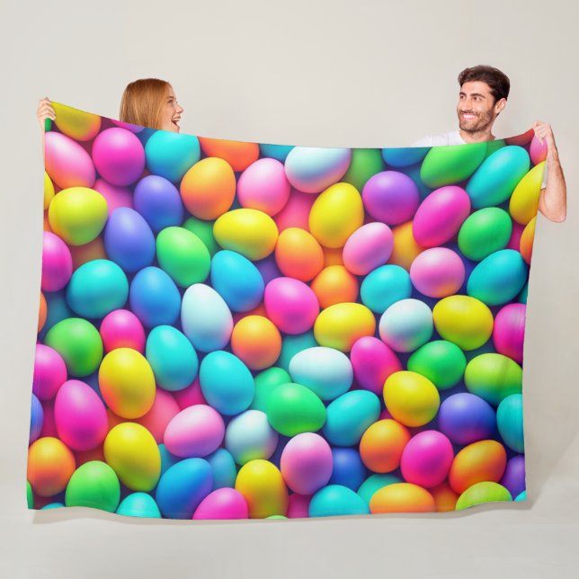 Couverture Polaire Oeuf de Pâques aux couleurs vives/Printemps (En situation)