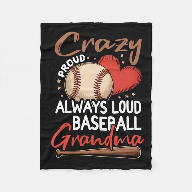 Couverture Polaire Œuvre d'art de baseball Crazy Proud Always Loud (Devant)