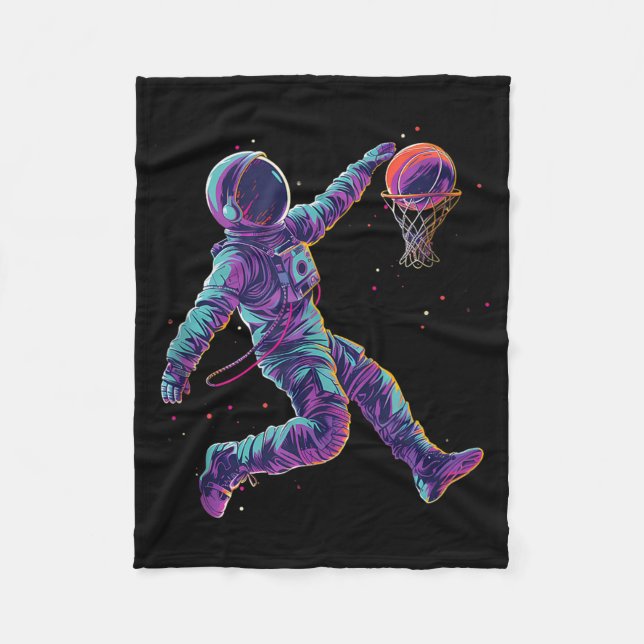 Couverture Polaire OEuvre de basket-ball L'astronaute Slam Dunk Bball (Devant)