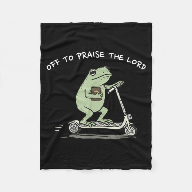 Couverture Polaire Off To Praise The Lord Funny Christian Meme Frog H (Devant)