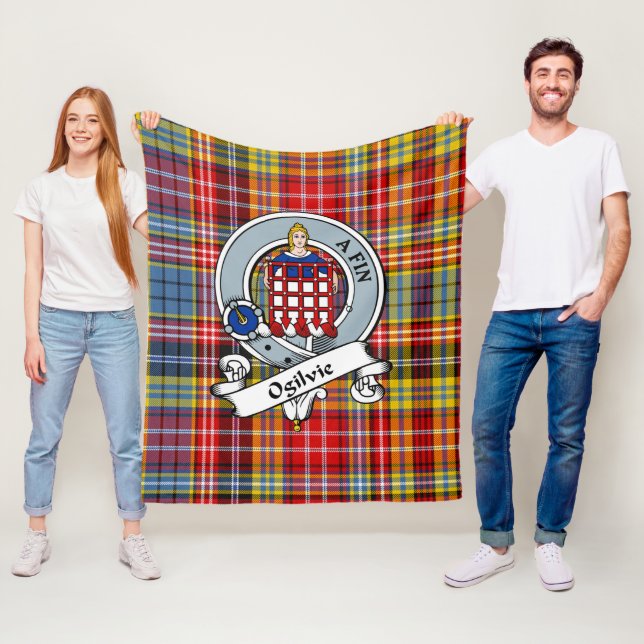 Couverture Polaire Ogilvie D'Airlie Ancien Clan Badge Tartan Plaid (En situation)