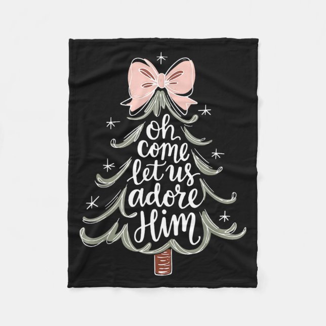Couverture Polaire Oh Come Let Us Adore Him Nativity Christmas Tree C (Devant)