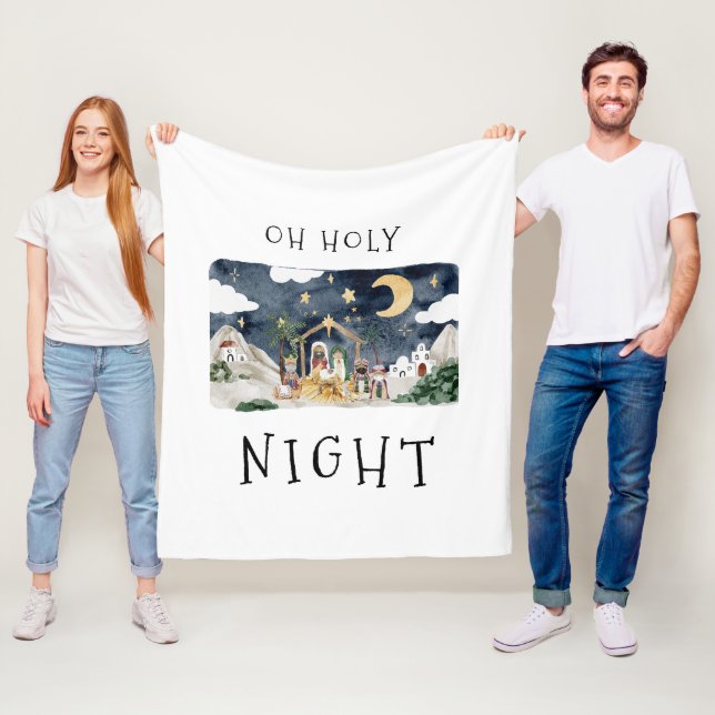 Couverture Polaire Oh Holy Nativité Africaine Américaine Noël (En situation)