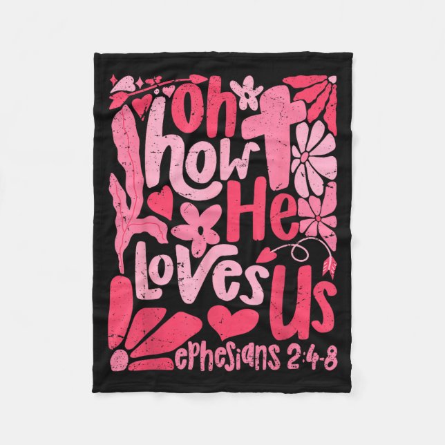 Couverture Polaire Oh How He Loves Us Boho Valentine Flower Jesus Chr (Devant)