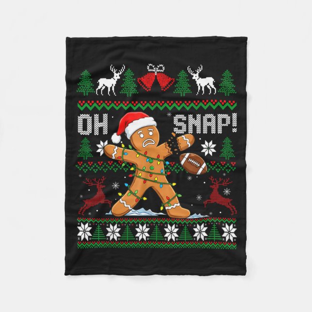Couverture Polaire Oh Snap Funny Gingerbread Man Football Christmas P (Devant)